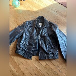 Vintage Taylor's Leatherwear Police Bomber Jacket Black Size 46Made In USA